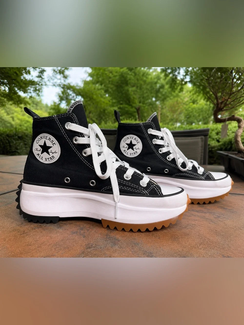 Converse Black White Platform Run Star Hike Sneakers
